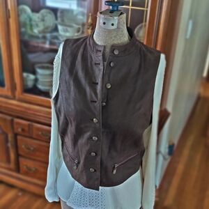 PRESTON & YORK leather vest brown women's medium